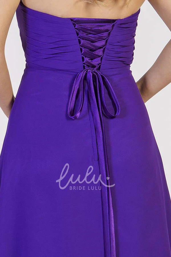 Strapless A-Line Chiffon Prom Dress with Long Broach and Draping Classy Prom Dress for Women