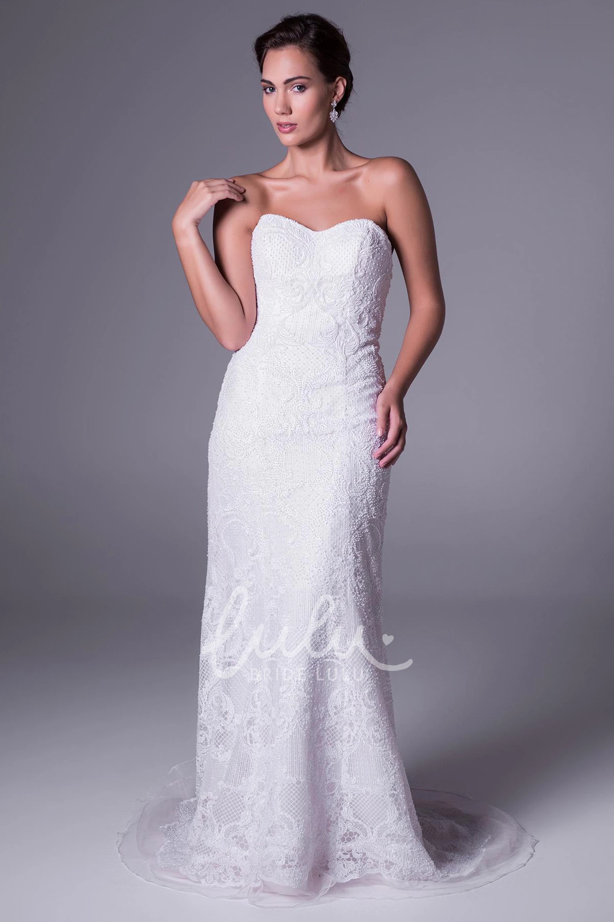 Lace Strapless Sheath Wedding Dress Floor-Length Sleeveless