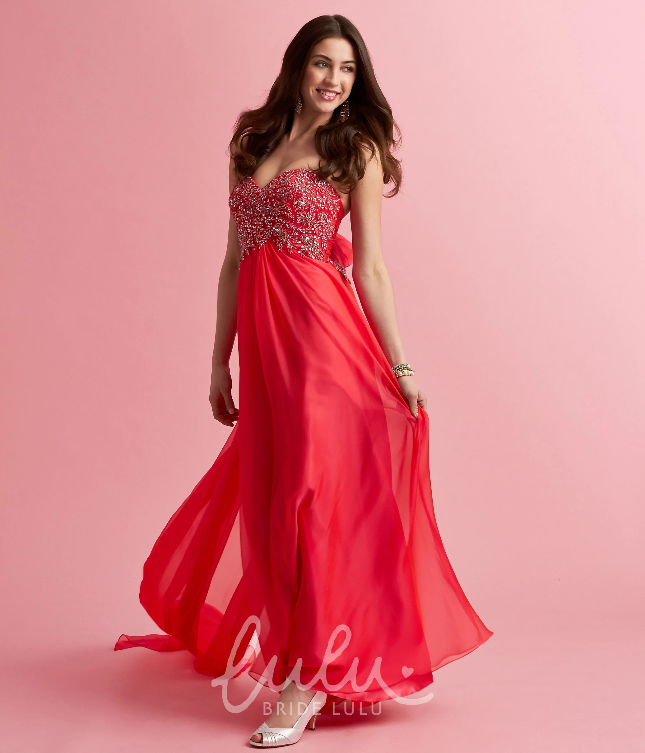 A-Line Backless Beaded Sweetheart Chiffon Maxi Dress