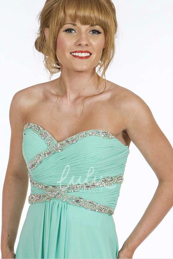 Ruched Sweetheart Chiffon Prom Dress A-Line Long Sleeveless