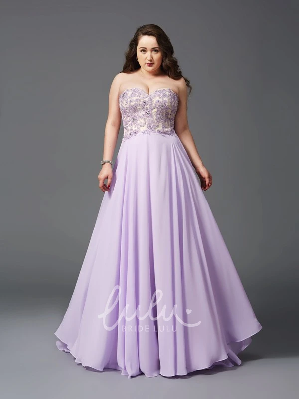 Appliqued Chiffon A-line Backless Prom Dress with Sweetheart Neckline