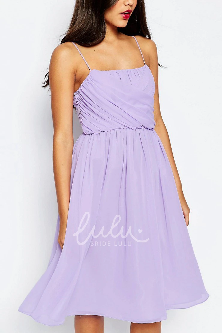 Knee-Length Pleated Spaghetti Chiffon Bridesmaid Dress Classy Bridesmaid Dress