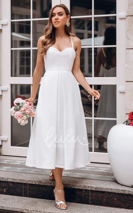 Sleeveless Satin A-Line Wedding Dress with Open Back and Ruffles Simple & Elegant