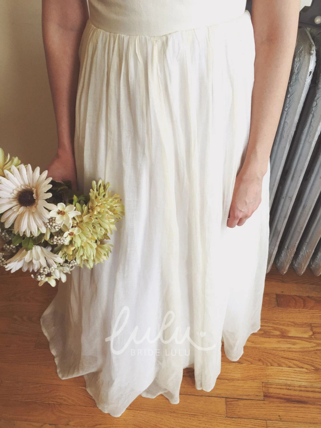 Boho Spaghetti Strap A-Line Chiffon Wedding Dress with Backless Design