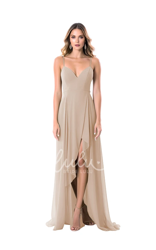A-Line Chiffon V-neck Bridesmaid Dress with Split Front Modern & Chic