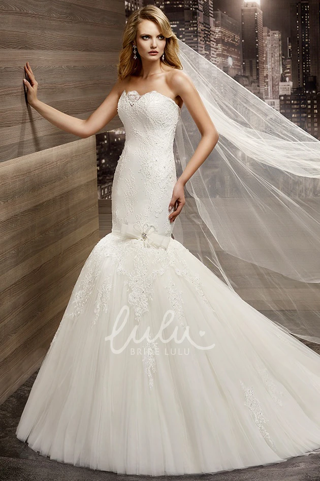 Strapless Lace Mermaid Wedding Dress with Flower Detail