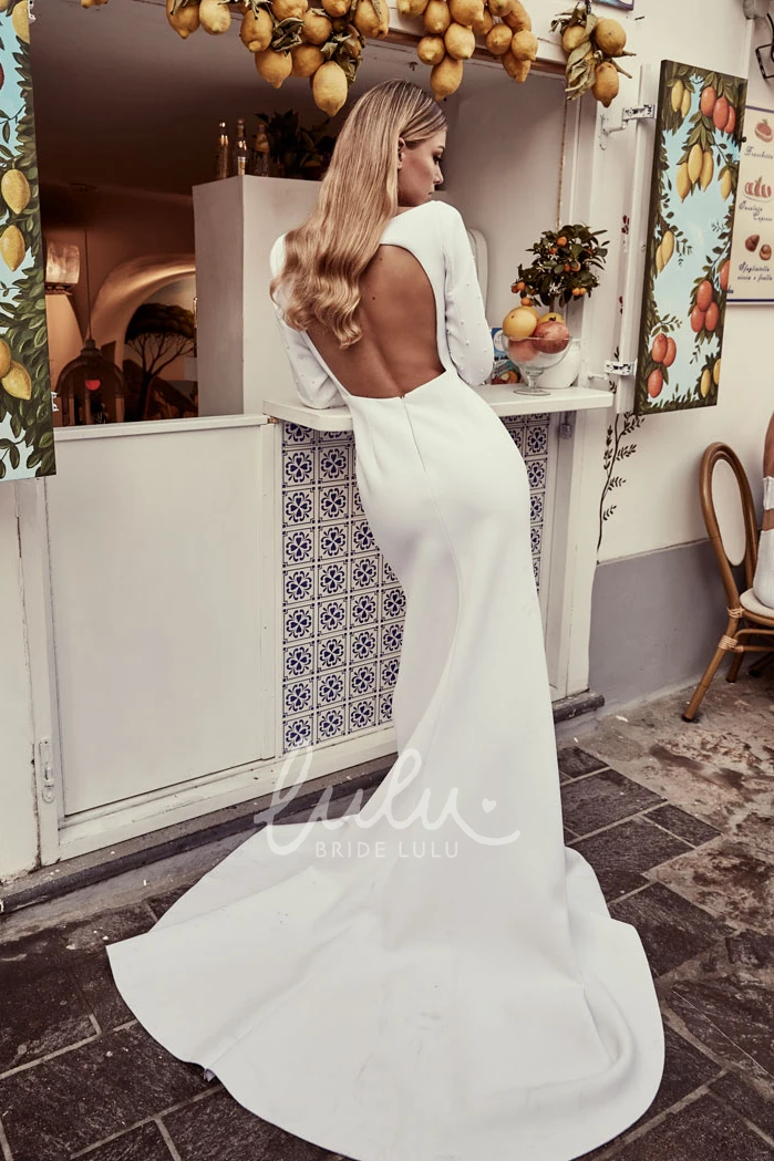 Satin Mermaid Keyhole Back Split Wedding Dress Sexy & Elegant