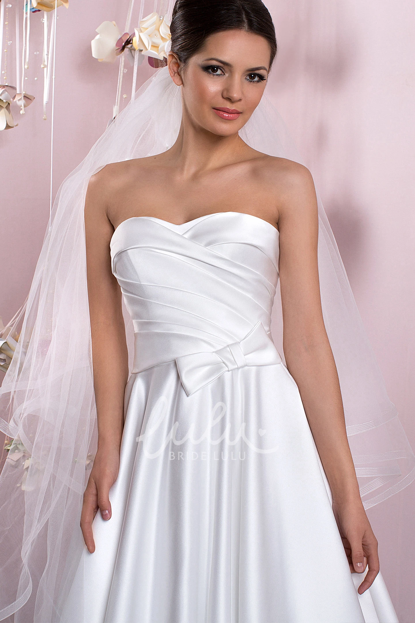 Sweetheart Satin Ball Gown Wedding Dress with Ruching and Lace-Up Elegant Bridal Gown