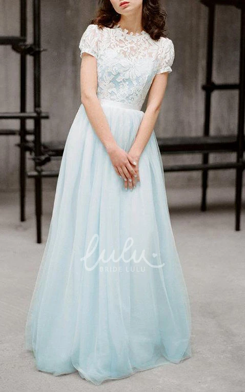 Tulle Lace Satin Dress Mini Button Elegant