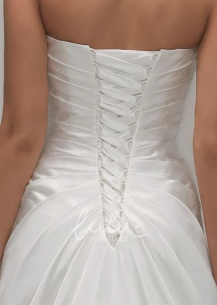 Strapless Maxi Satin Spring Wedding Dress with Beading Broach and A-Line Cut