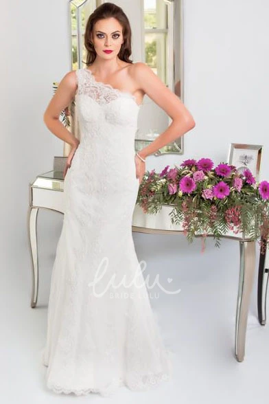 One-Shoulder Sheath Lace Wedding Dress Unique Wedding Dress