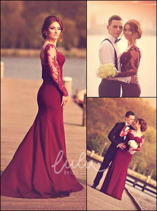 Sweetheart Illusion Sheath Lace Formal Dress with Long Sleeves
