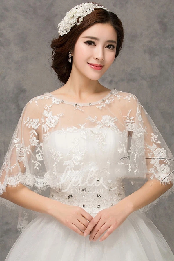 Lace Cape Shawl Wedding Dress New Red and White Design