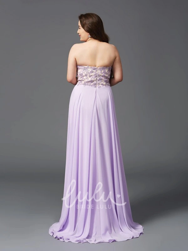 Appliqued Chiffon A-line Backless Prom Dress with Sweetheart Neckline