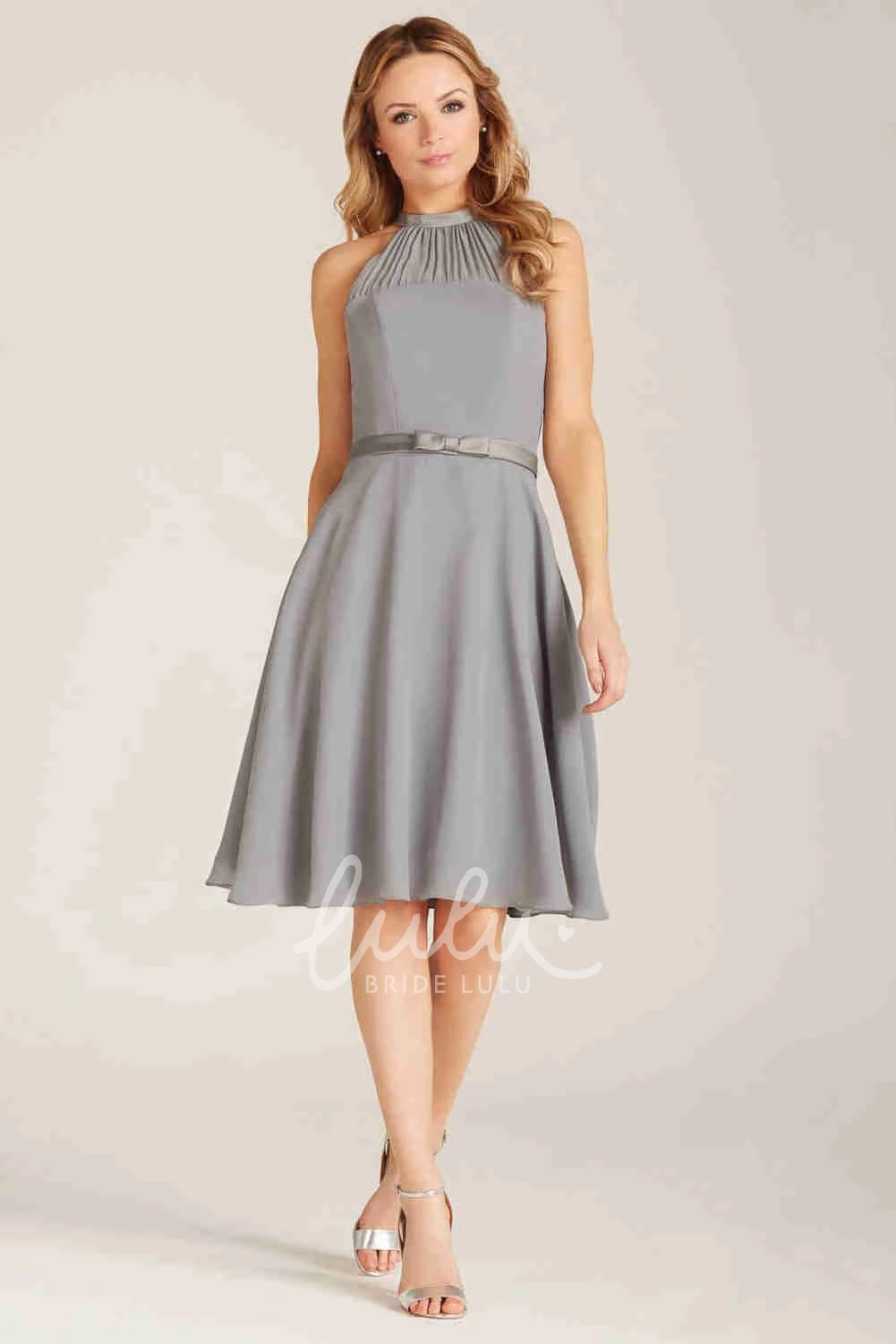 Knee-Length Chiffon Bridesmaid Dress with Ruching Simple Bridesmaid Dress