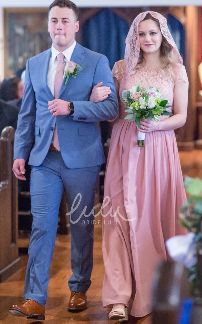 Lace Country Bridesmaid Dress with T-shirt Sleeves Boho & Charming