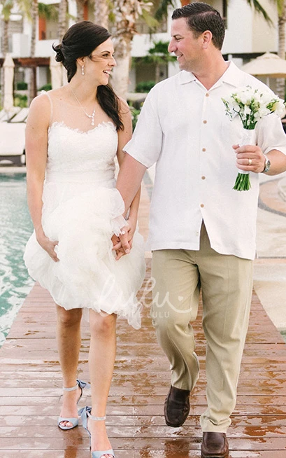 Elegant A-Line Lace Country Wedding Dress with Open Back and Brush Train Country Wedding Dress