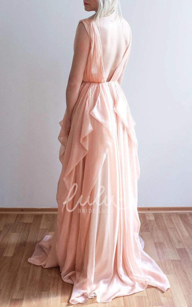 Unique Nude Blush Chiffon Bridesmaid Dress One Of A Kind Design
