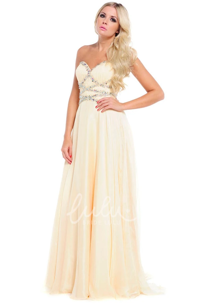 Beaded A-Line Tulle&Satin Prom Dress with Ruching Floor-Length