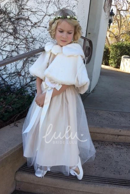 Tiered Tulle & Satin Tea-Length Flower Girl Dress Elegant 2025 Wedding Dress