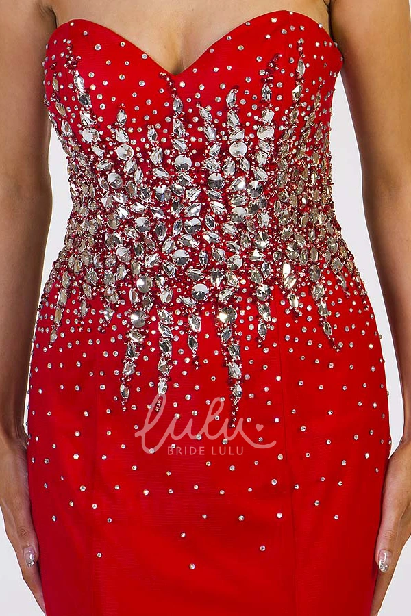 Long Crystal Sheath Sleeveless Sweetheart Prom Dress with Corset Back Modern Jersey Gown