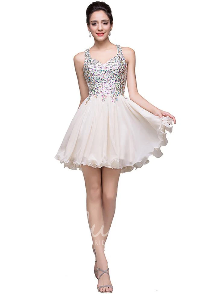 Sleeveless Homecoming Dress with Crystal Embellishments