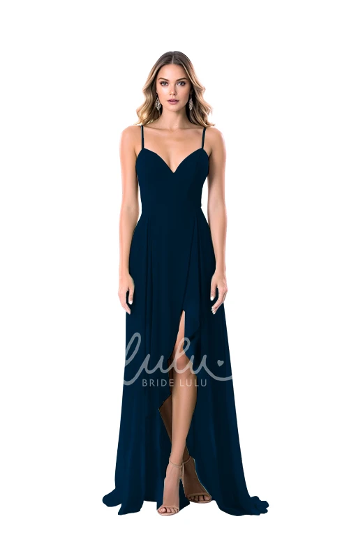 A-Line Chiffon V-neck Bridesmaid Dress with Split Front Modern & Chic