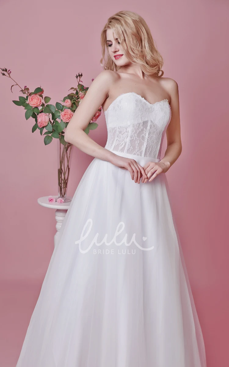 Sweetheart A-line Lace and Tulle Gown With Embroidery