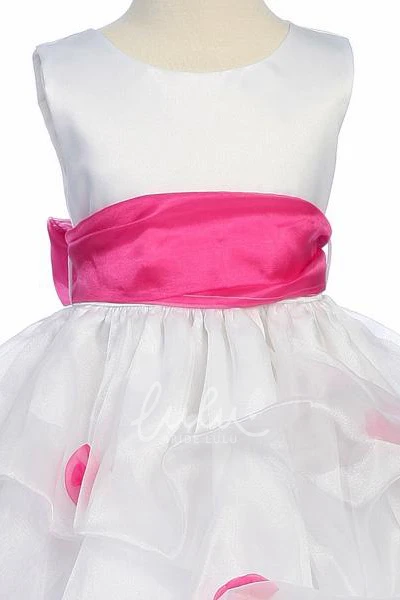 Ruched Organza Flower Girl Dress Tea-Length Spring Wedding Dress
