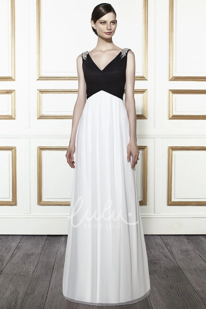 Sleeveless V-Neck Satin Wedding Dress with Epaulet and Deep-V Back Elegant Bridal Gown