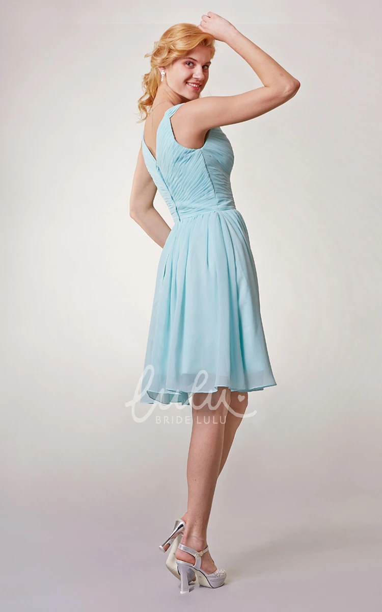 Ruched Chiffon Bridesmaid Dress with V-neck