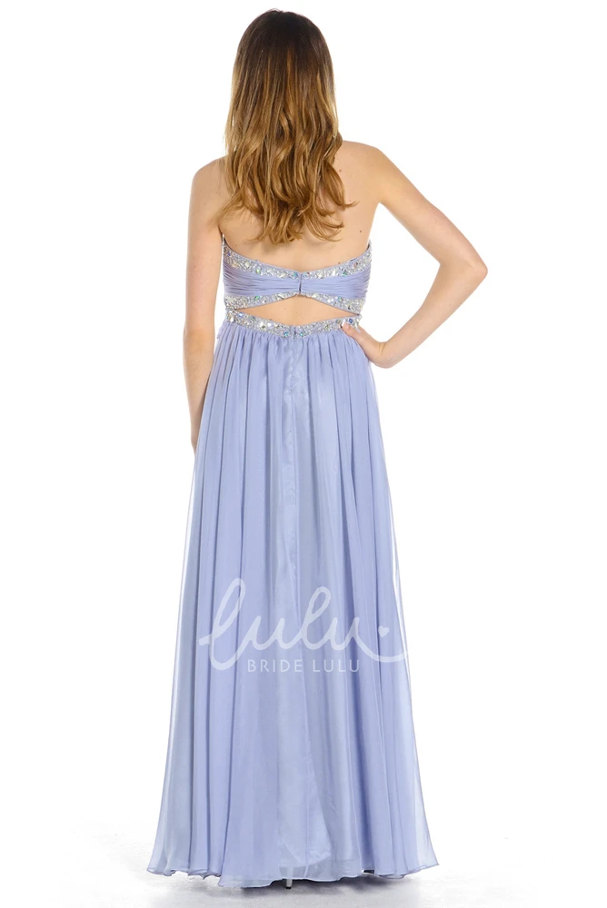 Chiffon Sweetheart Prom Dress Sleeveless Floor-Length Beaded