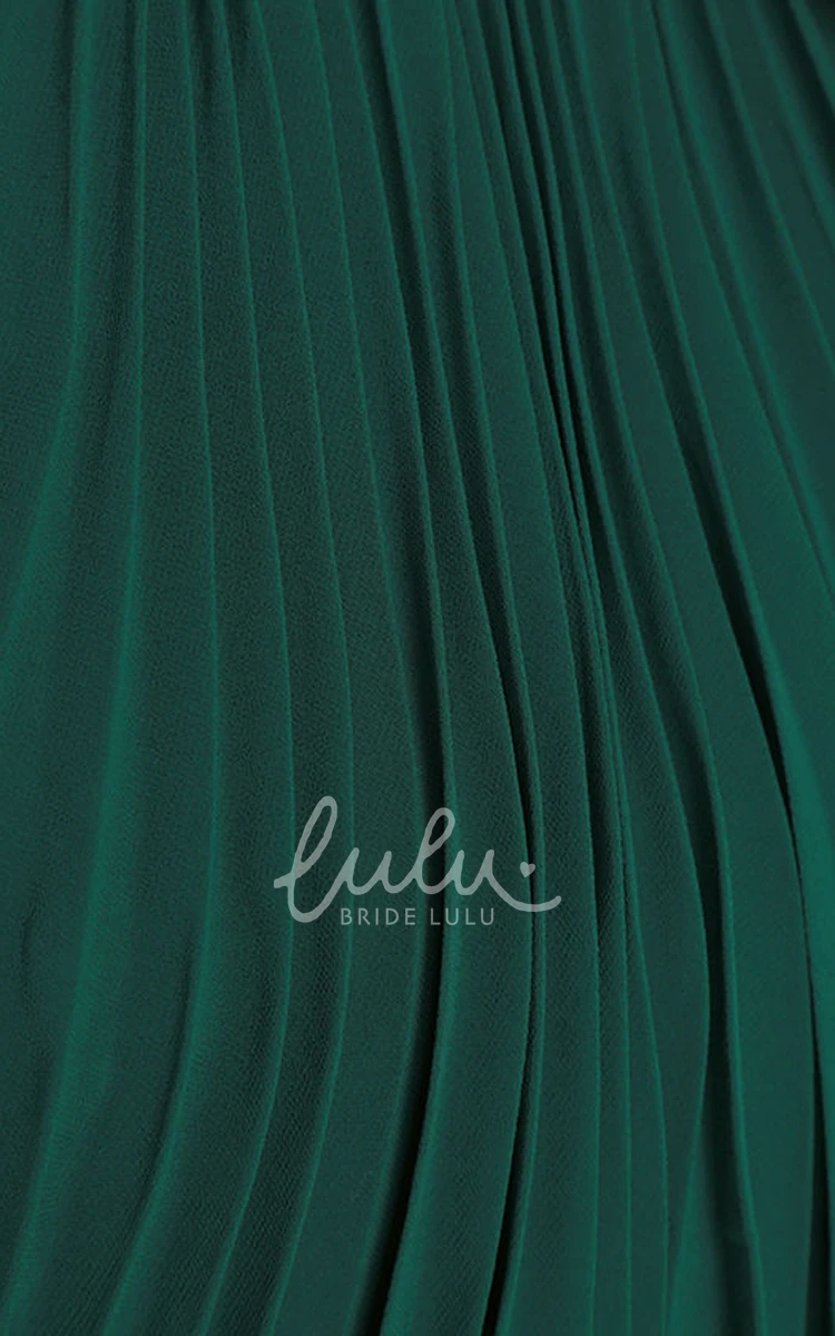 Pleated Chiffon Dress Long Sleeveless & Charming