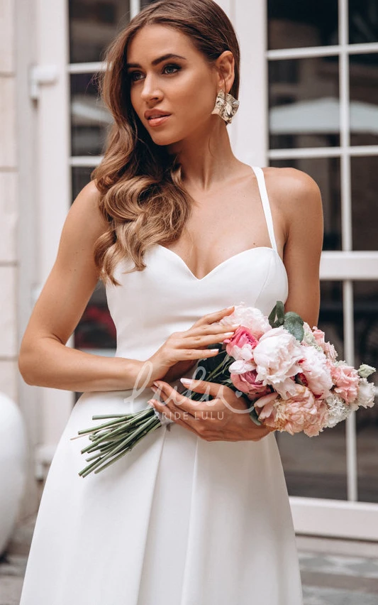 Sleeveless Satin A-Line Wedding Dress with Open Back and Ruffles Simple & Elegant