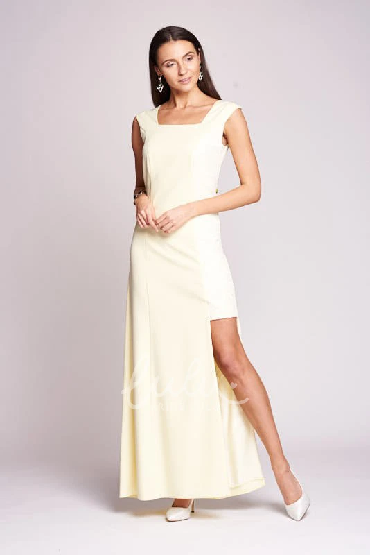 Floor-length Sleeveless A Line Evening Dress with Split Front Casual Bridesmaid Dress