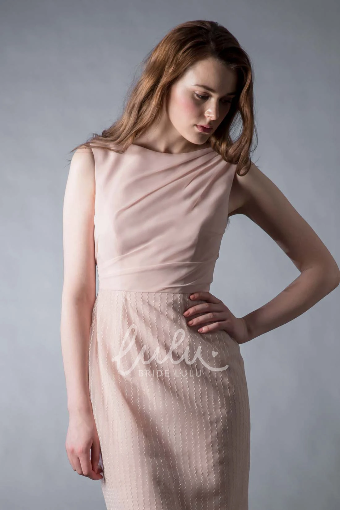 Jewel Neck Sleeveless Chiffon Bridesmaid Dress with Low-V Back Modern and Unique Dress for Bridesmaids