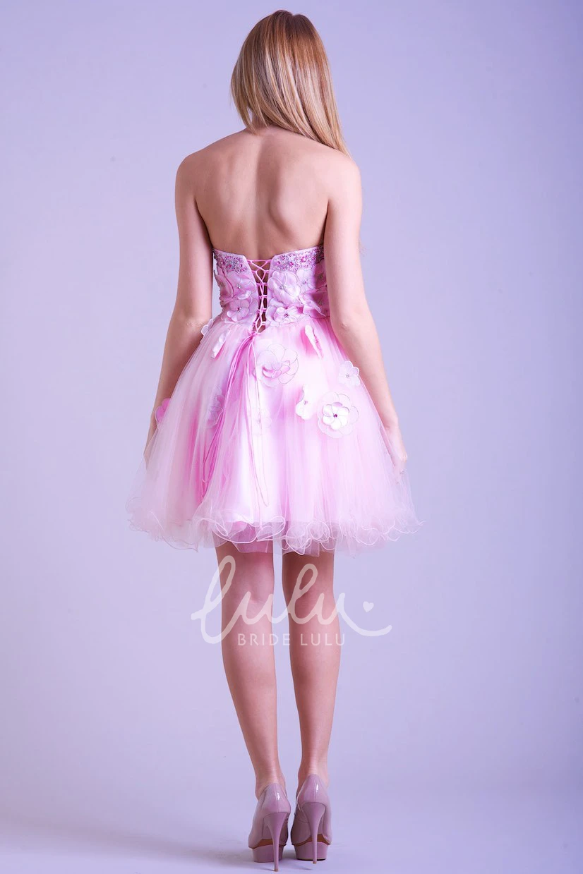 A-Line Sweetheart Floral Tulle Prom Dress With Beading And Ruffles Unique Prom Dress