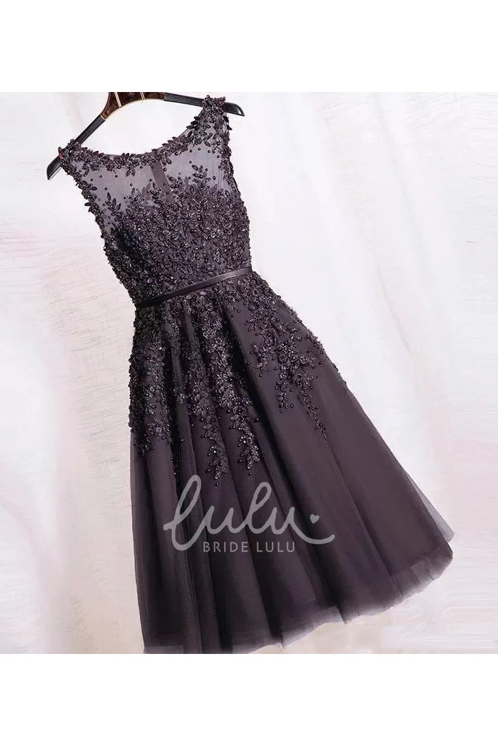 Adorable A-Line Tulle Bridesmaid Dress with Appliques and Zipper Back