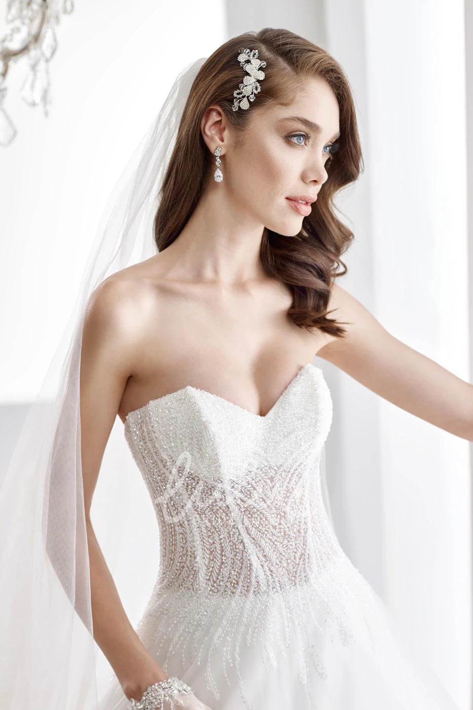 Corset Bodice Open Back Sweetheart A-line Beaded Wedding Dress