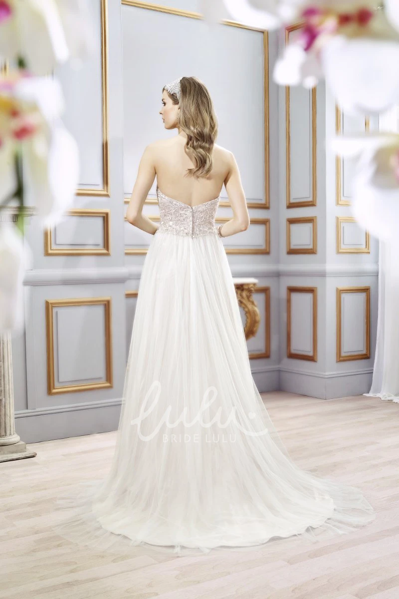 Sweetheart Tulle Sheath Wedding Dress with Pleats and Beading Embellishments