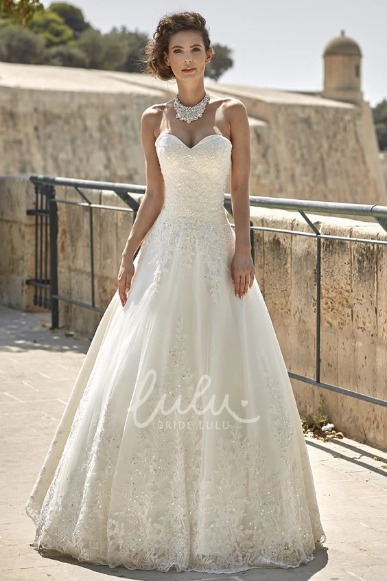Lace A-Line Wedding Dress with Sweetheart Neckline and Beading Simple Wedding Dress