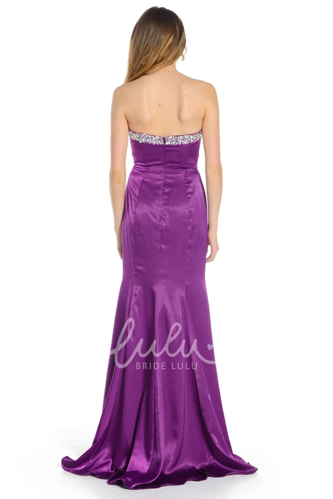 Sweetheart Floor-Length Satin Prom Dress with Beading Modern Sheath Sleeveless