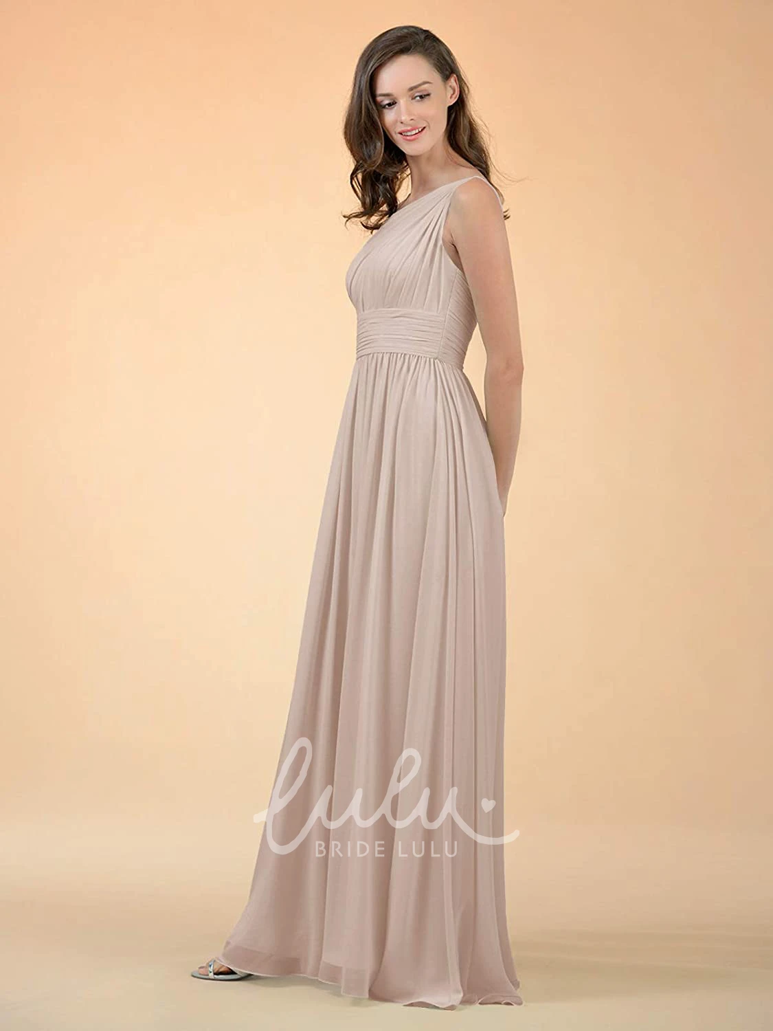 One-shoulder Sleeveless Chiffon A-line Bridesmaid Dress with Ruching Elegant