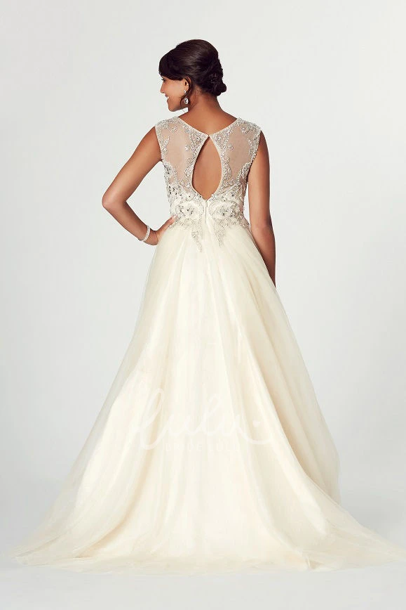 Sleeveless Tulle A-Line Prom Dress Scoop Neck Unique