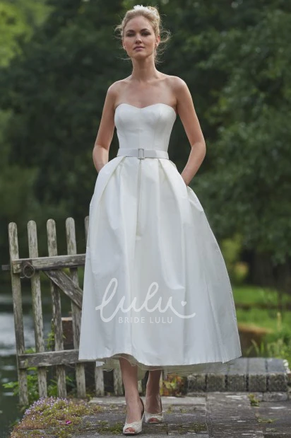 Sweetheart Taffeta Wedding Dress with Tea-Length Hemline