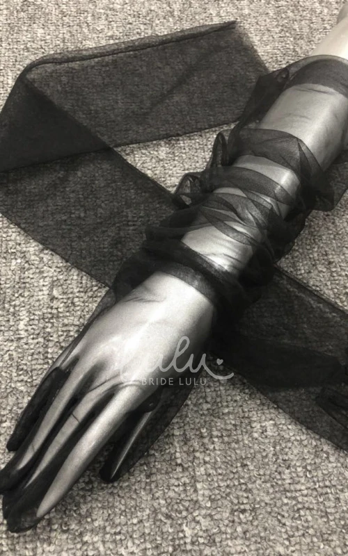 Tulle Black White Champagne Long Gloves Transparent Wedding Gloves