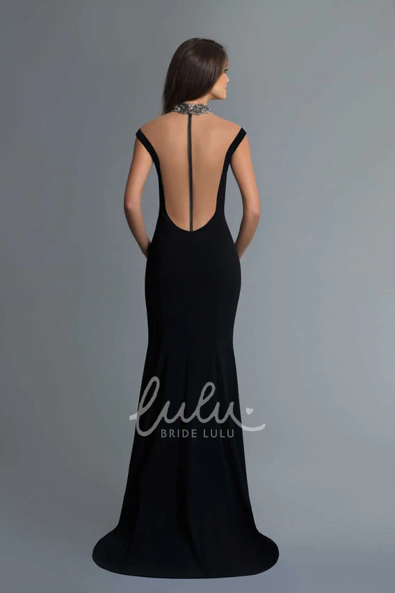 Sleeveless V-Neck Sheath Dress with Split Front Modern Prom Dress