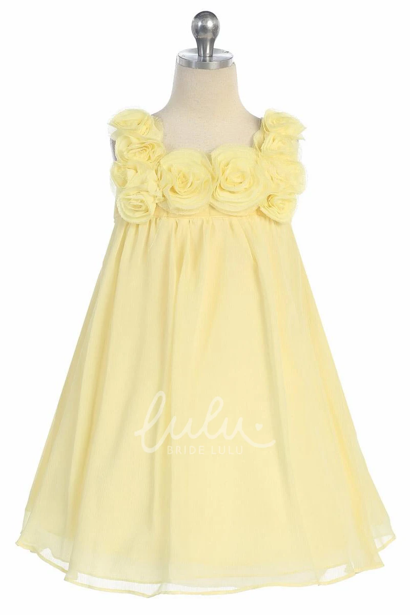 Sleeveless Chiffon Flower Girl Dress Midi Prom Dress