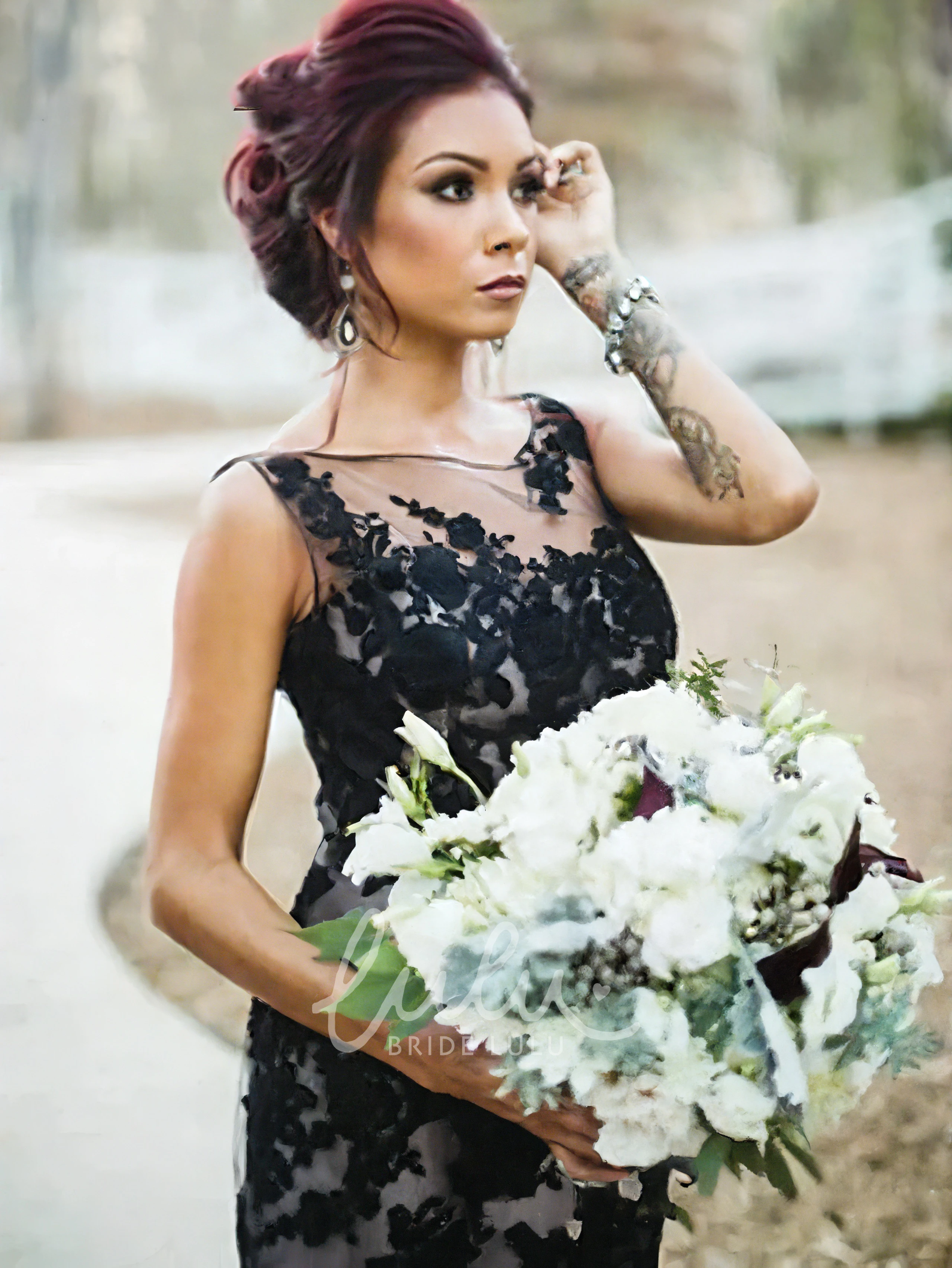 Mermaid Lace Wedding Dress with Sweep Train Sleeveless Bateau Neckline Floor-length