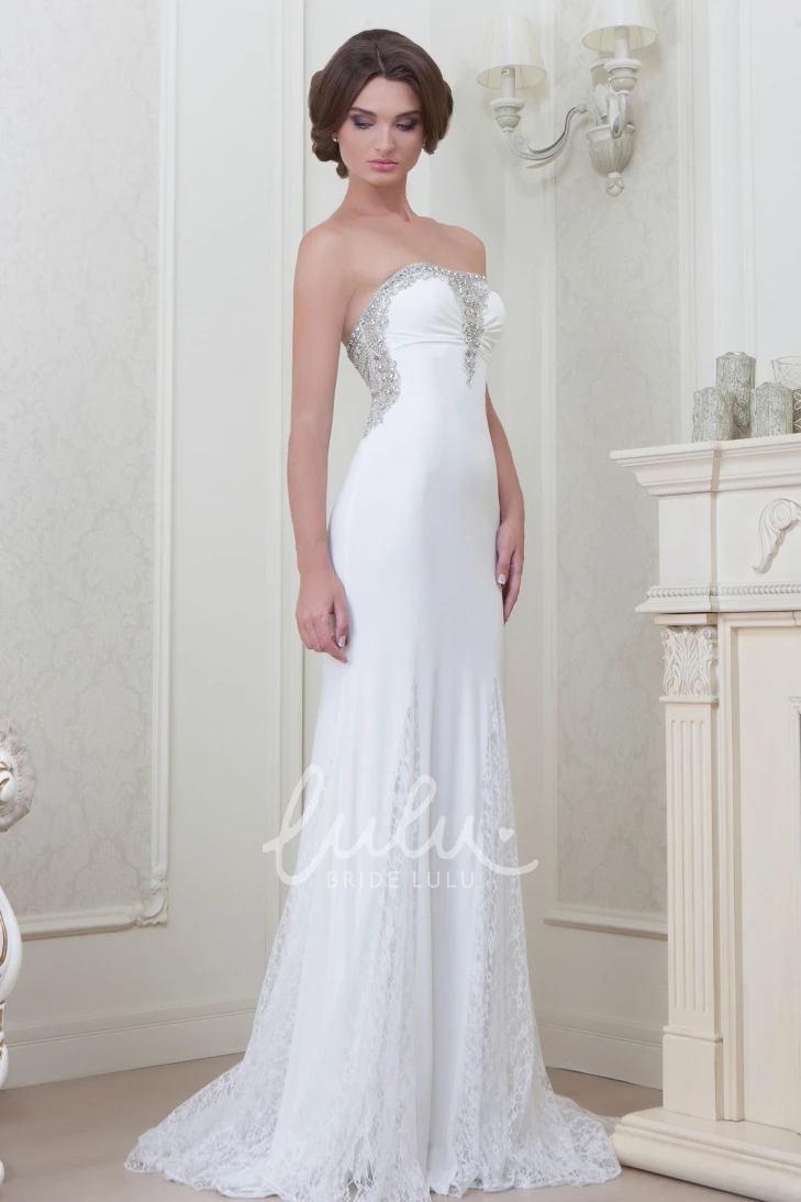 Strapless Beaded Lace A-Line Floor-Length Evening Dress Modern Formal Dress